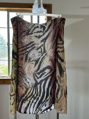 Sheer Animal Skirt  in Black, Cream & Mauve